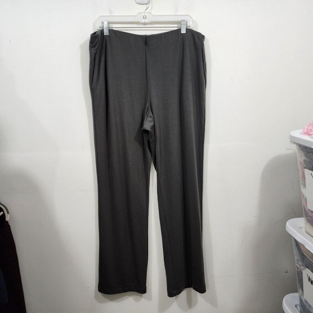 JJill Love Tencel Wide-leg Knit Pull-on Pants Charcoal Gray Stretch High-waist L